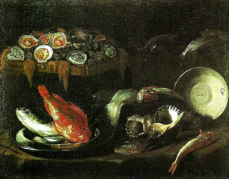 Giovanni Battista Recco stilleben med fisk och ostron oil painting image
